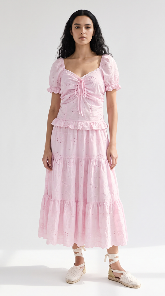 Elegant Pink Summer Long Dress