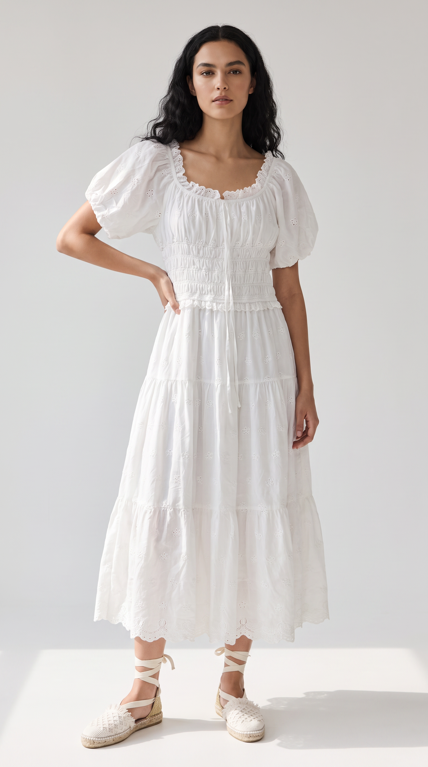 Elegant White Summer Midi Dress