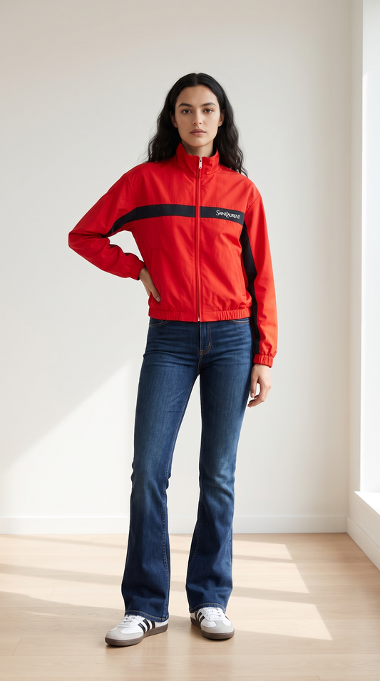 ქალის წითელი სპორტული ქურთუკი (Track Jacket)